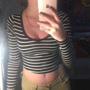 striped cropped long sleeve